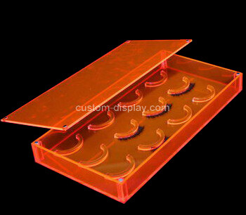 Clear orange acrylic fake lash box with lid
