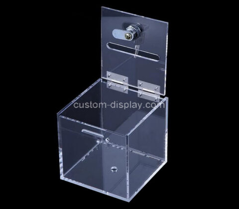 Custom clear acrylic donation box with lock