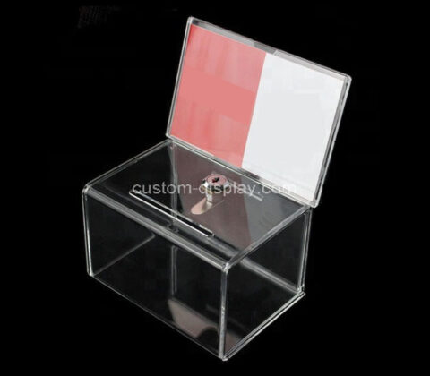 Custom clear acrylic donation box with sign holder