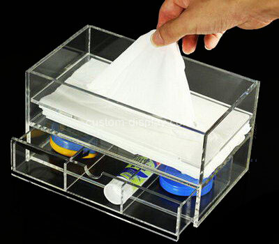 Custom clear acrylic tissue box with drawers