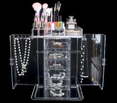 Custom clear acrylic makeup and jewelry organizers
