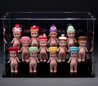 Custom design 3 tiered clear acrylic dolls display case