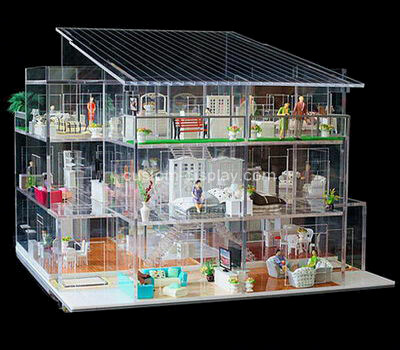 Custom design 3 tiered clear acrylic model house display case