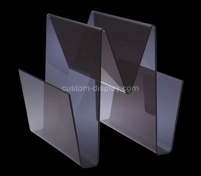 Custom w shape black acrylic magazine holders