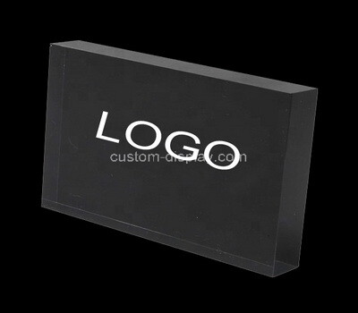 Custom black acrylic brand sign block