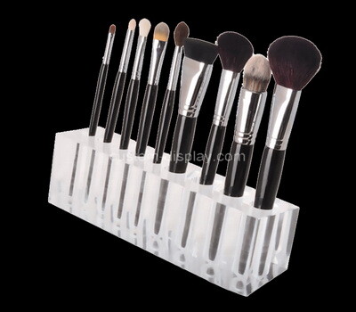 Custom clear lucite makeup brushes display block