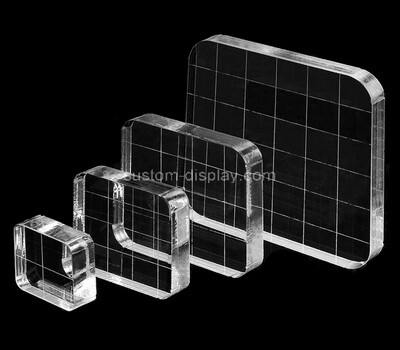 Custom perspex stamp display blocks with grids lines