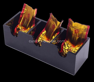 Custom 3 grids black plexiglass teabags boxes