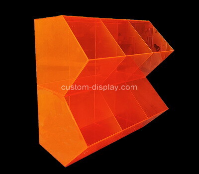 Custom 2 tiers 6 girds orange acrylic display case