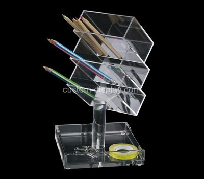 Custom clear acrylic 3 grids pen holder boxes