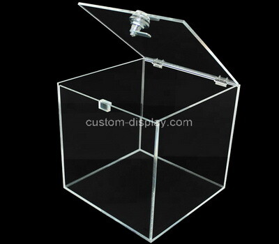 Custom square clear acrylic lockable box