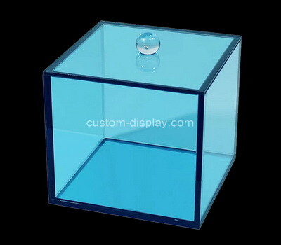 Custom square transparent blue acrylic box with lid