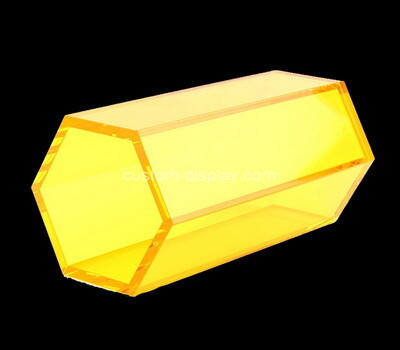 Custom transparent yellow hexagon acrylic box