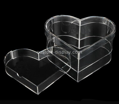 Custom heart shape transparent acrylic box with lid