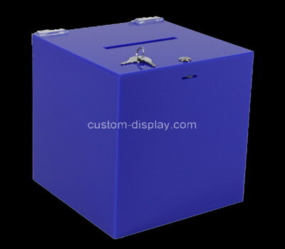 Custom blue acrylic lockable donation box