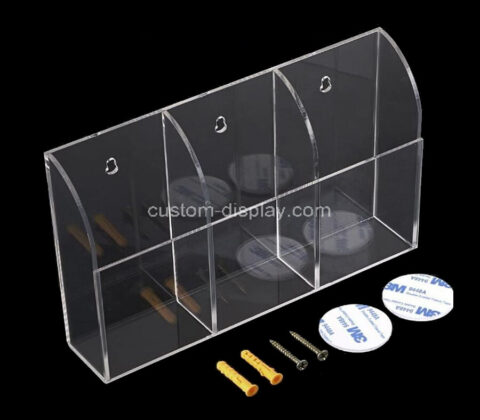 Customize wall mount acrylic remote control holder clear lucite media organizer storage box