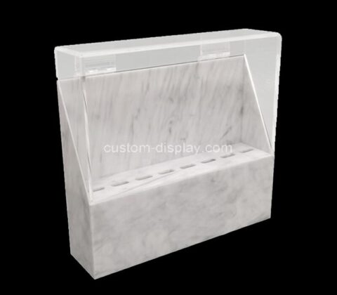 Custom marble acrylic tweezer stand plexiglass eyelash extension tweezer holder box with cover