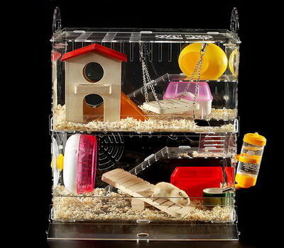 Custom plexiglass habitat box lucite hamster cage acrylic breeding box