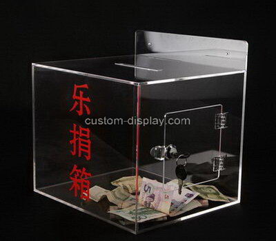 Custom acrylic charity boxes perspex donation box plexiglass money box