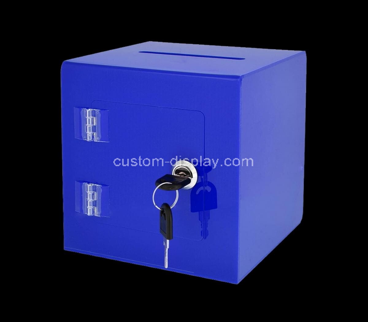 Custom acrylic ballot box plexiglass donation box with easy open rear door & lock - ideal for voting, charity & suggestion collection