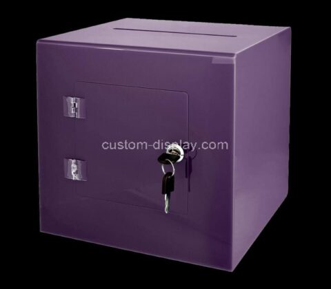 Custom acrylic suggesion box plexiglass money box with easy open rear door & lock