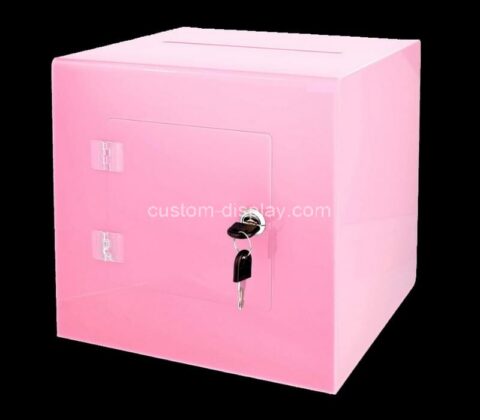 Custom acrylic election box plexiglass collection box with easy open rear door & lock