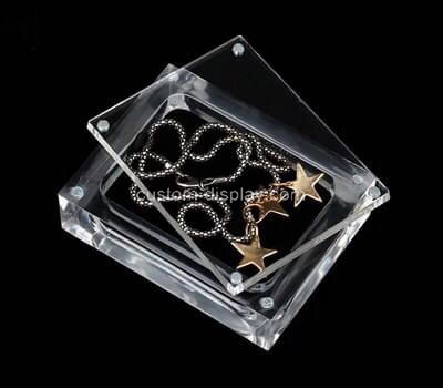 Customize transparent plexiglass necklace display case with lid