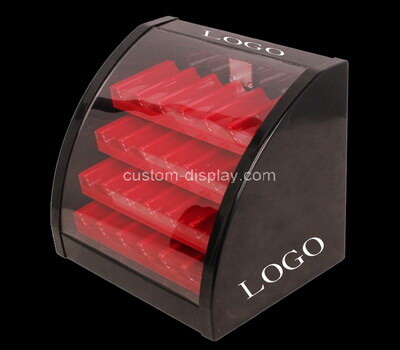 Customize counter top front slanted plexiglass display case with protection cover