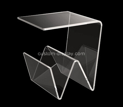Acrylic manufacturer customize plexiglass side coffee table with magazine holder