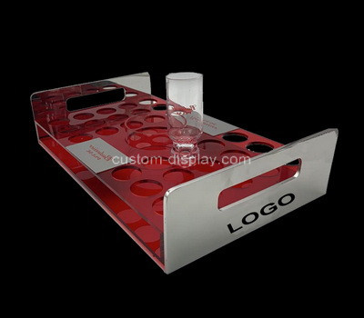 Acrylic factory customize plexiglass shotglass holder lucite shotglass tray