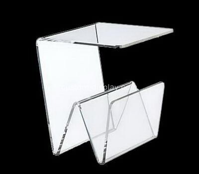 Acrylic manufacturer customize plexiglass side table with magazine holder