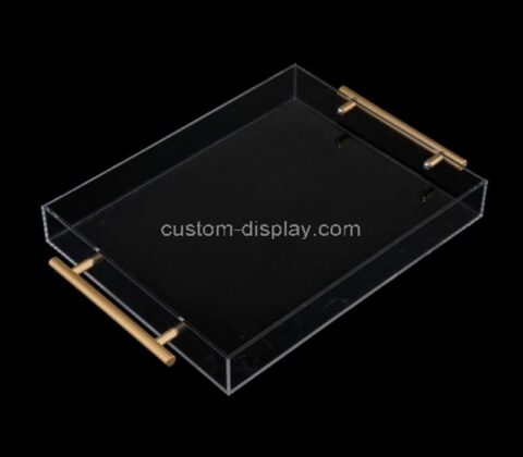 Acrylic supplier customize plexiglass serving tray with metal handles