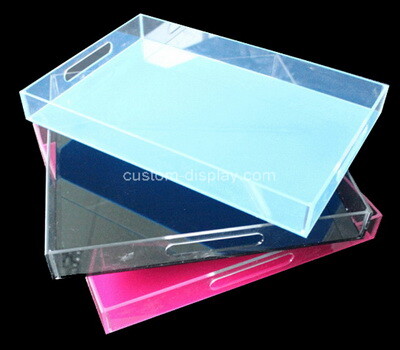 Acrylic supplier customize color plexiglass serving tray with handles