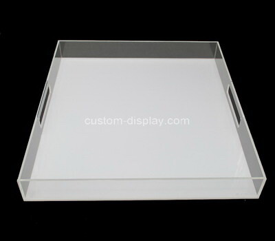 Acrylic supplier customize large plexiglass serving tray with handles