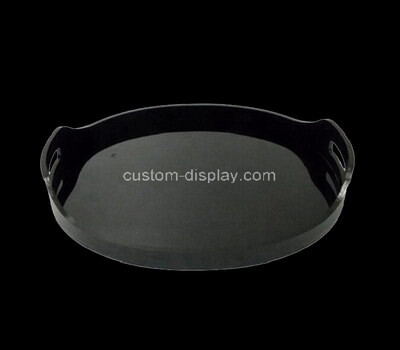 Acrylic supplier customize round black plexiglass beakfast serving tray holder