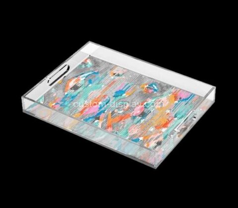 Acrylic supplier customize plexiglass decoration serving tray holder
