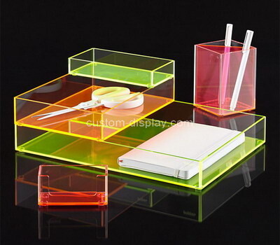 Perspex manufacturer customize neon pink desktop acrylic organizer tray