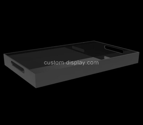 Plexiglass manufacturer customize black acrylic serving trays with handles