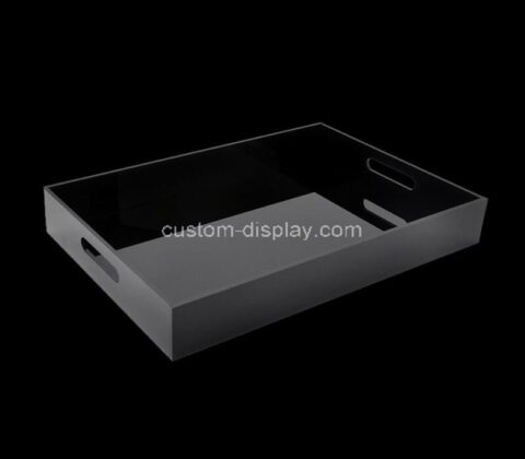 Plexiglass manufacturer customize black acrylic serving tray holder