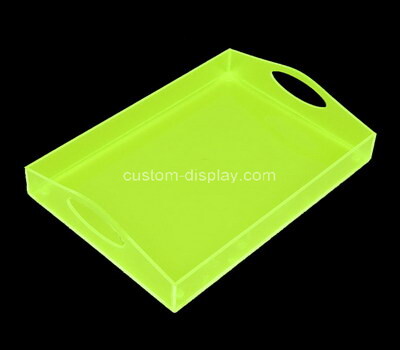 Plexiglass factory customize neon green acrylic serving tray with handles
