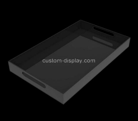 Plexiglass factory customize black acrylic serving tray with handles
