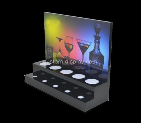 Custom acrylic retail LED wine bottle display riser