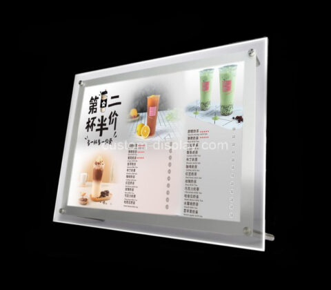 Custom menu display card led crystal light box acrylic light box advertising milk tea bar order menu