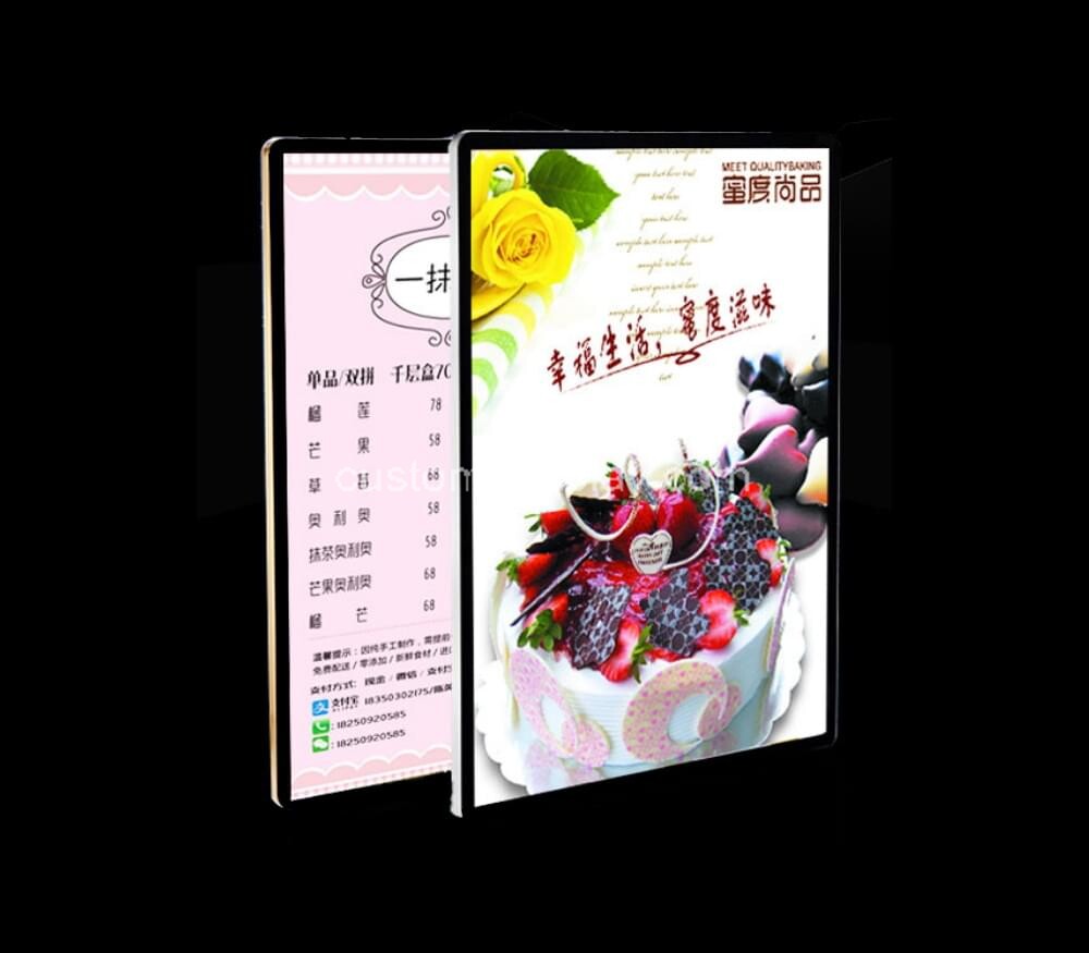 Custom LED advertising media light box acrylic price list ordering light box