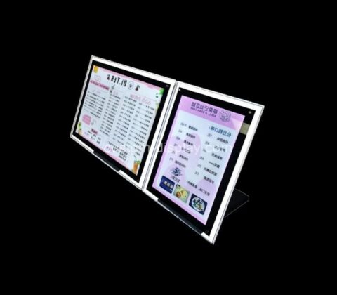 Custom desktop plug-in light price list acrylic order display stand