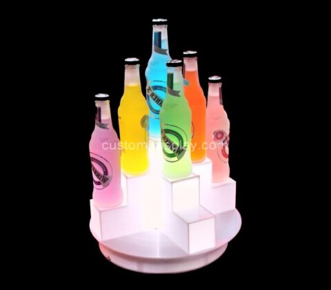 Custom acrylic luminous cocktail LED wine bottle holder pre-mixed wine rack
