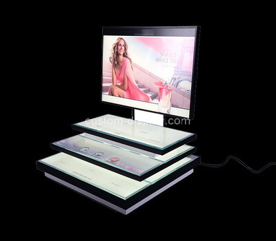 OEM supplier customized retail acrylic lighted makeup display riser