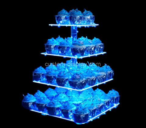 Acrylic products supplier custom cupcake stand with LED string
