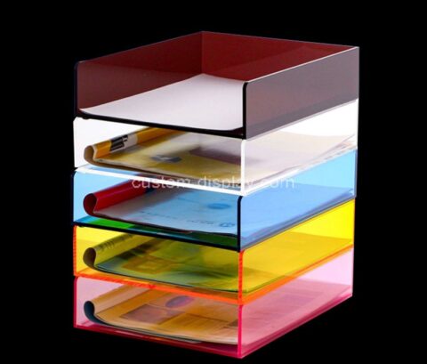 Custom acrylic paper tray letter tray desk stackable organizer