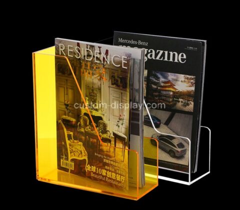 Custom acrylic vertical magazine holder desk file organizer